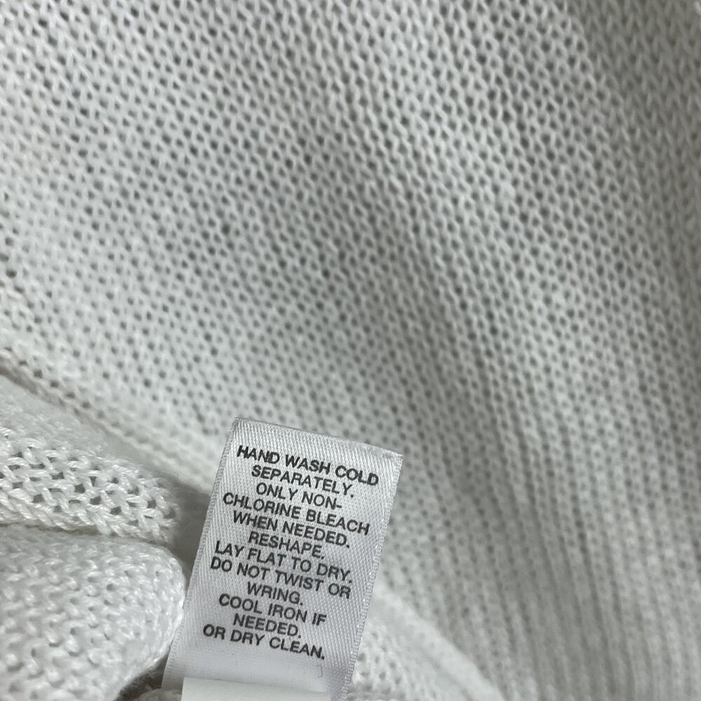 J Jill Sweater Cardigan Women's Size L White Linen Blend Buttons Pockets - Picture 6 of 7